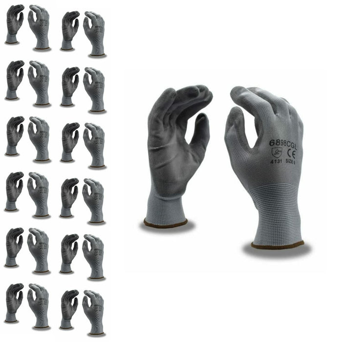 Cordova 6898CGXL Standard Gloves 13-Gauge Gray Polyester Palm Coating 12-Pack XL by Deal US