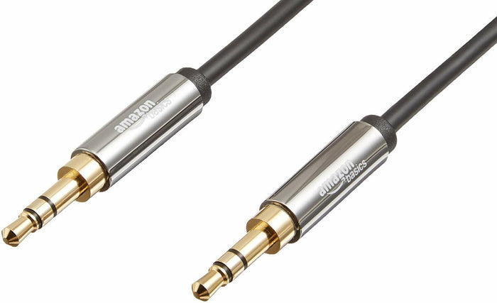 [Like New] Amazon Basics 3.5mm Auxiliary Audio Cable Gold-Plated Plugs 8ft Black by Deal US