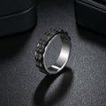 Udolfly Titanium Steel Womens Fidget Spinner Ring Silver Black Size 8 by Deal US