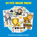 PartyNow Safari Animals Stickers 24-Pack Multicolor Waterproof Paper Kids by Deal US