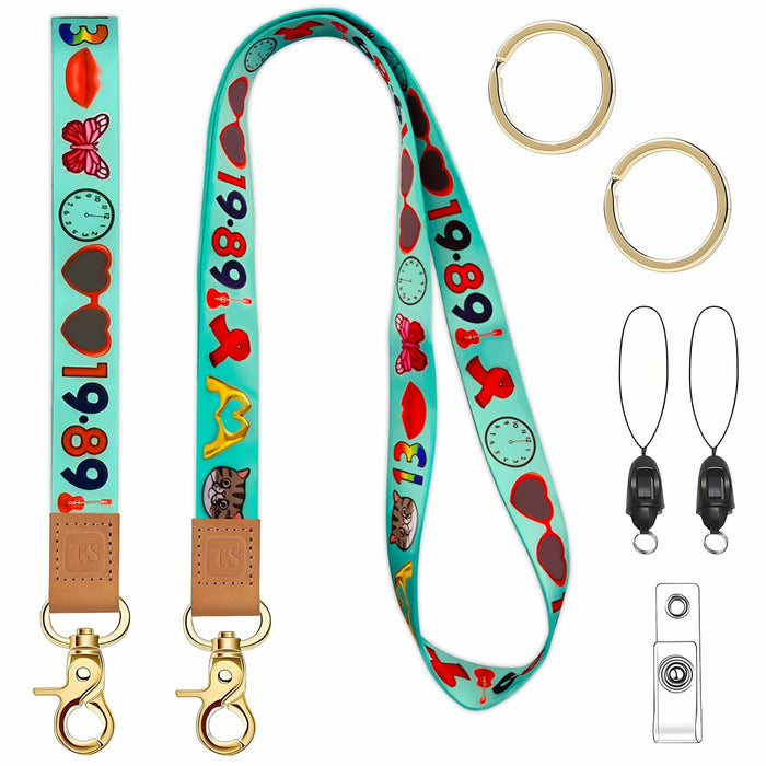 Concert Accessory Set 2-Piece Keychain&Lanyard Lips Guitar Butterfly 13 Graphics by Deal US