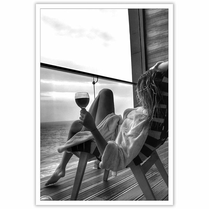 Retro Black & White Woman Wall Art Miami Beach Aesthetic Canvas Print 8x10 by Deal US
