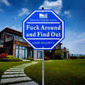 Shawgge FAFO Security Yard Sign with Stake Blue Metal Property Decor by Deal US