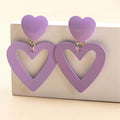CBLUED Double Hearts Drop Earrings Purple Amethyst Dangle Jewelry by Deal US