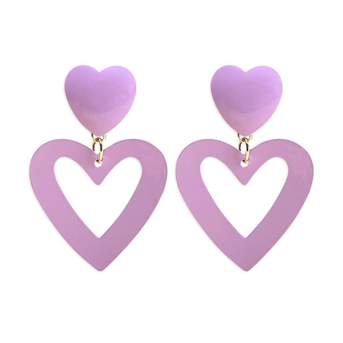 CBLUED Double Hearts Drop Earrings Purple Amethyst Dangle Jewelry by Deal US