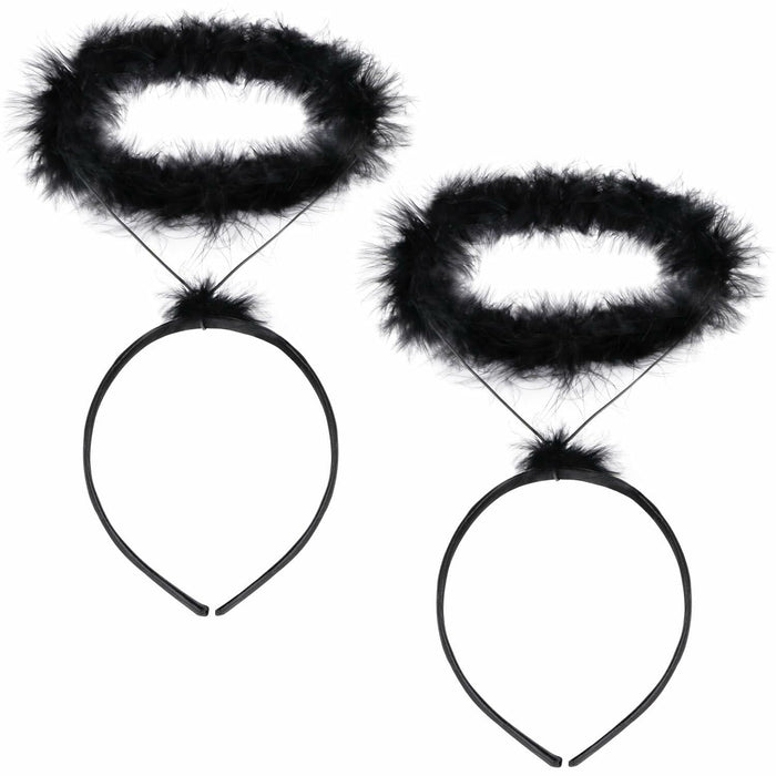 UNIME 2 Pack Feather Angel Halo Headbands Black 14x11.5cm Halloween by Deal US