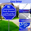 Shawgge FAFO Security Yard Sign with Stake Blue Metal Property Decor by Deal US