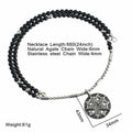 BLEUM CADE Black Agate Stone Necklace Double Pentagram Pendant by Deal US