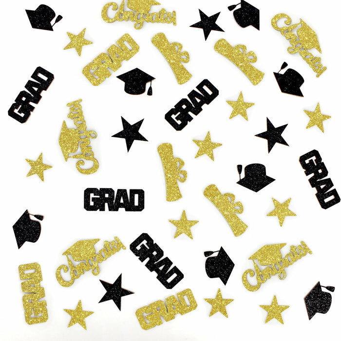 Vofrise 200pcs Blue Gold 2025 Graduation Confetti Cap Star Table Decor by Deal US