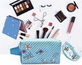 LOYEJEGL Foldable Travel Cosmetic Makeup Bag Blue PU by Deal US
