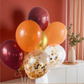 Qian's Party Fall Balloons 25pcs Burgundy Orange Gold Confetti Vintage by Deal US