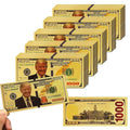Donald Trump 2018 Gold Foil $1000 Bill 10pcs + 24k Gold Coins 2pcs Gold/Silver by Deal US