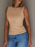 Imily Bela Womens Casual Tank Top Sleeveless Slim Fit Khaki Size L by Deal US
