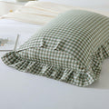 Aryeleay 2 Pack Sage Green White Plaid Ruffle Pillow Shams Cotton 20x20 by Deal US