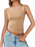 Imily Bela Womens Casual Tank Top Sleeveless Slim Fit Khaki Size L by Deal US