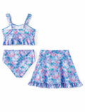 PATPAT Girls 3pc Ruffle Bikini Set Floral Skirt Bluegreen Size 10-11Y by Deal US
