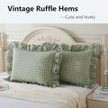 Aryeleay 2 Pack Sage Green White Plaid Ruffle Pillow Shams Cotton 20x20 by Deal US