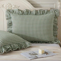 Aryeleay 2 Pack Sage Green White Plaid Ruffle Pillow Shams Cotton 20x20 by Deal US