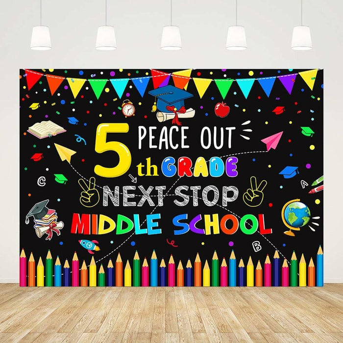 AIBIIN 7x5ft 5th Grade Graduate Backdrop Black Polyester Photography by Deal US