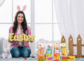 ABTOLS 100PCS Easter Cellophane Treat Bags Colorful Plastic Bunny 7x10in by Deal US