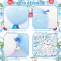 MEHOFOND Blue Cherry Bow Baby Shower Decor Banner Backdrop Balloon Set by Deal US