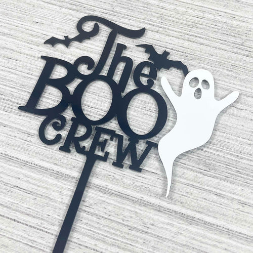 JIEEIN The Boo Crew Halloween Cake Topper Black Acrylic 1 Piece by Deal US