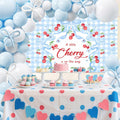 MEHOFOND Blue Cherry Bow Baby Shower Decor Banner Backdrop Balloon Set by Deal US