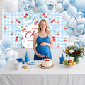 MEHOFOND Blue Cherry Bow Baby Shower Decor Banner Backdrop Balloon Set by Deal US