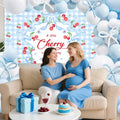 MEHOFOND Blue Cherry Bow Baby Shower Decor Banner Backdrop Balloon Set by Deal US