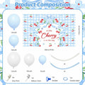 MEHOFOND Blue Cherry Bow Baby Shower Decor Banner Backdrop Balloon Set by Deal US