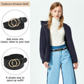 NBLYOS Women Faux Leather Belt Gold Buckle Khaki Size XXL by Deal US