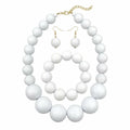 [Like New] JHWZAIY White Acrylic Beaded Necklace Chunky Statement 02 Set by Deal US