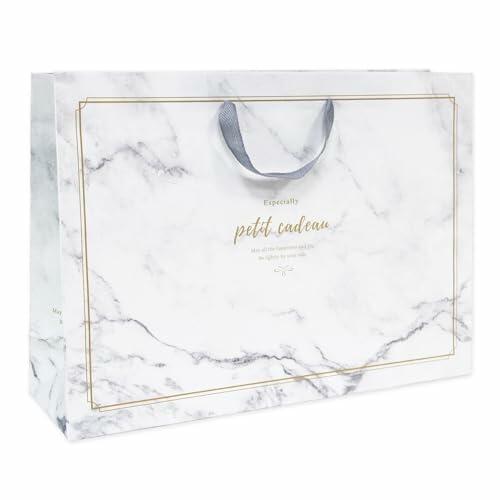 [Like New] Pomei 20 PCS Marble Paper Gift Bags Gray Handles 17.1x5.1x12.2in by Deal US