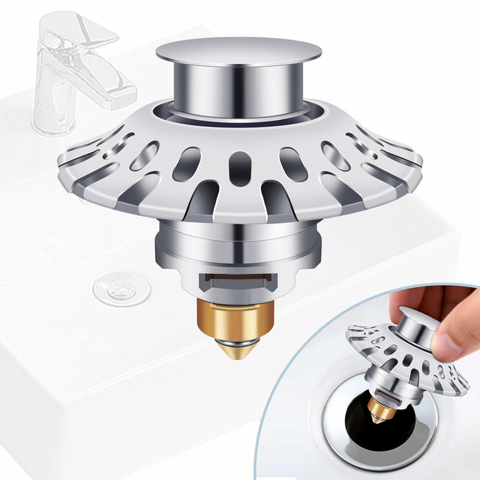 AUPHTIR Universal Bathroom Sink Stopper Pop Up Drain Plug 1.06-1.80'' Silver by Deal US