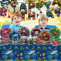 [Like New] VIZOZEN Truck Birthday Party Supplies Tablecloth Banner Plates Napkins Cups by Deal US