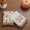 XCHI Hello Fall Watercolor Maple Leaves Plaid Dish Towels 18x26 Set of 2 by Deal US