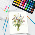 48 Color Solid Watercolor Paint Set with 3 Brushes for Kids & Artists by Deal US