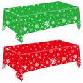 FZR Legend 2Pack Christmas Tablecloth Plastic Snowflake Red Green by Deal US