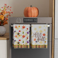 XCHI Hello Fall Watercolor Maple Leaves Plaid Dish Towels 18x26 Set of 2 by Deal US