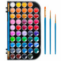 48 Color Solid Watercolor Paint Set with 3 Brushes for Kids & Artists by Deal US