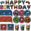 [Like New] VIZOZEN Truck Birthday Party Supplies Tablecloth Banner Plates Napkins Cups by Deal US