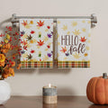 XCHI Hello Fall Watercolor Maple Leaves Plaid Dish Towels 18x26 Set of 2 by Deal US