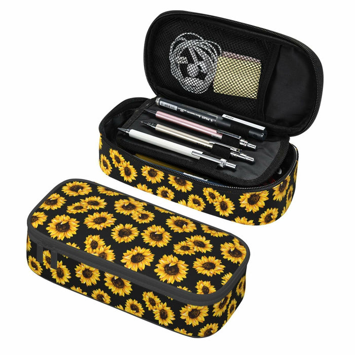 VOL&BASS Sunflower Large Pencil Case Big Capacity Pen Bag Yellow Polyester by Deal US