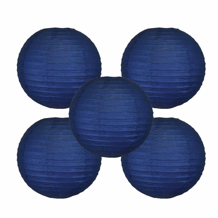 MONBASA 12 Inch Blue Japanese Paper Lantern Lamp Set of 5 by Deal US