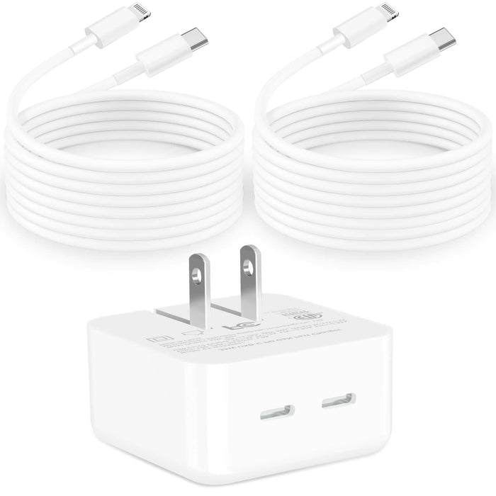 GEONAV Apple MFi 35W Dual USB-C GaN Fast Charger with 2x 6FT C to Lightning by Deal US