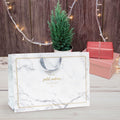 [Like New] Pomei 20 PCS Marble Paper Gift Bags Gray Handles 17.1x5.1x12.2in by Deal US
