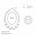 [Like New] JHWZAIY White Acrylic Beaded Necklace Chunky Statement 02 Set by Deal US