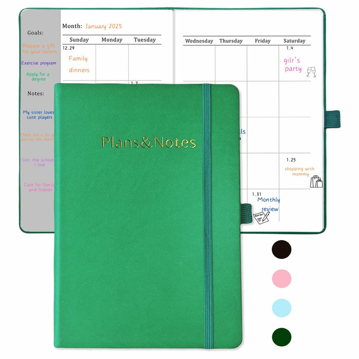 YOJO 2025 Undated A5 Weekly Planner with Goal & Habit Tracker Green by Deal US