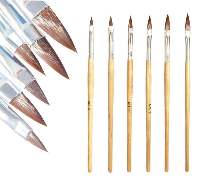 cutegodess Nail Art Brush 6PCS Nylon Wood Handle Acrylic Manicure Bronze by Deal US