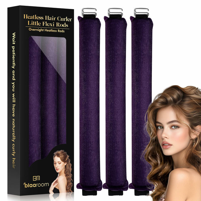 BLAAROOM Overnight Heatless Hair Curler Satin Velvet Jumbo Rods 3pcs Purple by Deal US